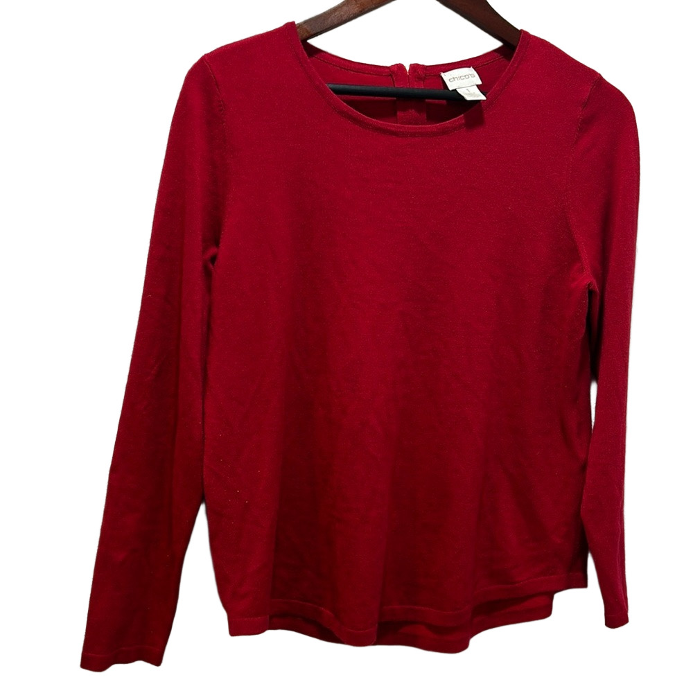 🎬Chicos red long sleeve top /sweater size 1 GUC